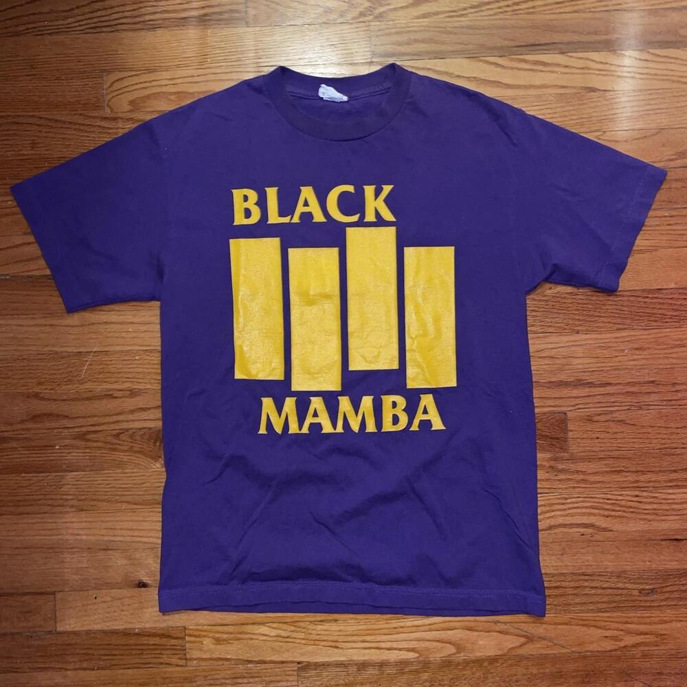 Black Mamba Black Flag Logo Purple Shirt Kobe Bryant Memorial Men